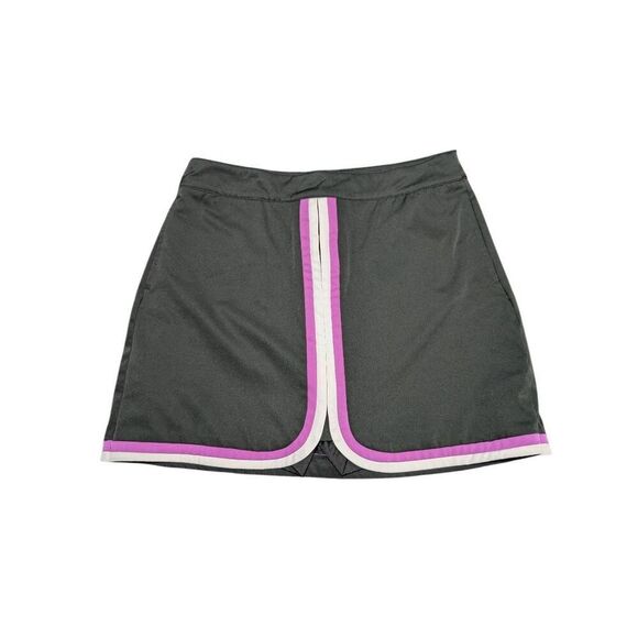 Lady Hagen Black Golf Skort Purple And White Stripe front. Zip Women Size 6 - Picture 1 of 5